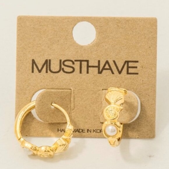 GOLD DIPPED SEA LIFE HOOP EARRINGS - Picture 1 of 1
